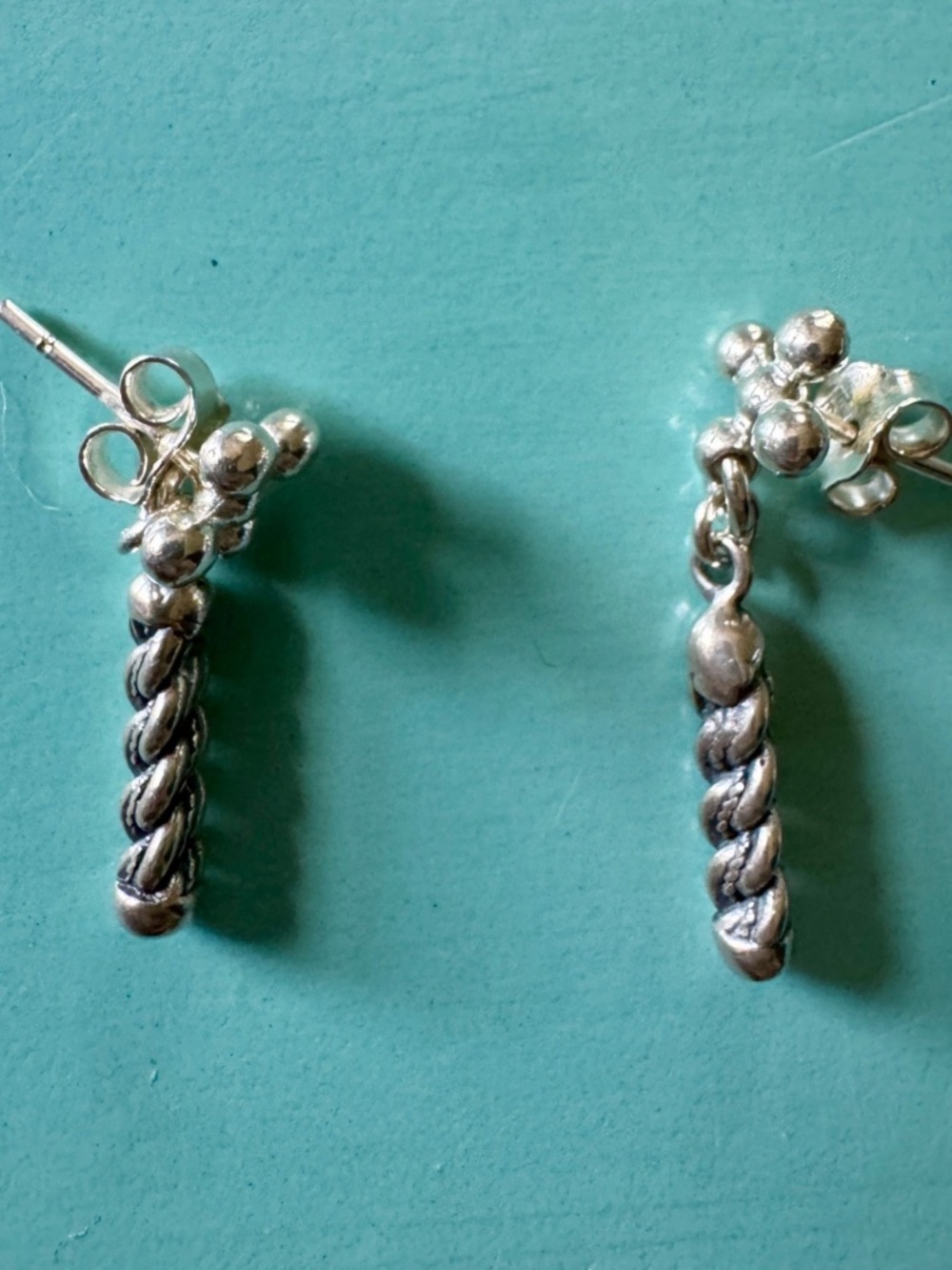 Latvian Namejs Dangle Earrings Sterling Silver Handcrafted Pierced Ear, 1"